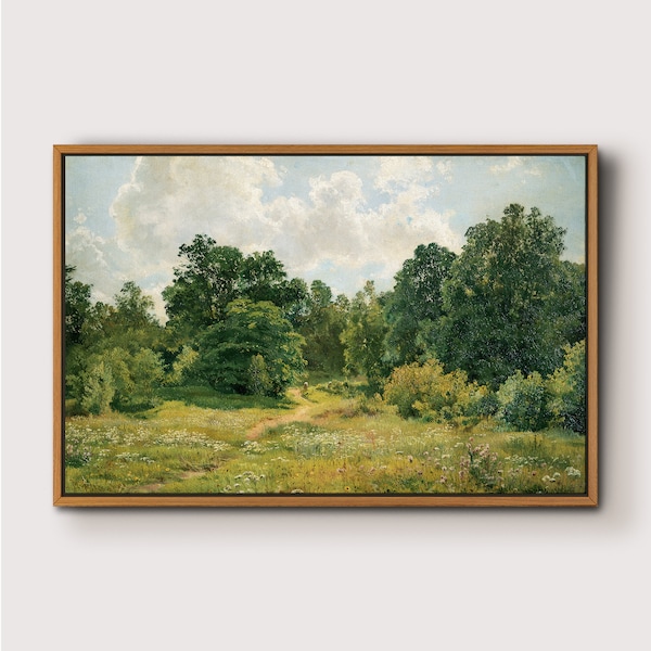 Framed Landscape Canvas Print: Nature Oil Painting, Gallery Wall Art