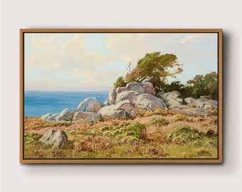 Vintage Oil Painting Landscape Wall Art Print, Nature Framed Large Gallery Art, Minimalist Art, Vintage Wall Decor for Living Room