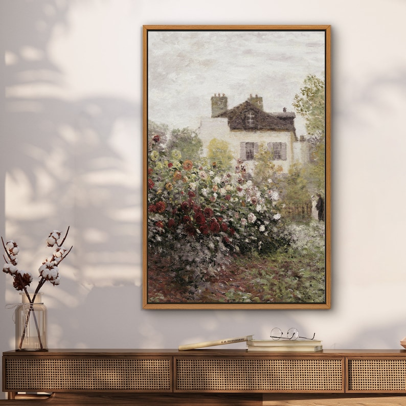 Cottage Rose Garden Canvas Print: Vintage Country Landscape Wall Art - Etsy