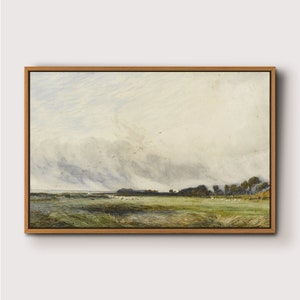 Cloud Landscape Art Print: Vintage Nature Painting, Framed Wall Decor