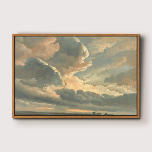 Impresión artística de paisaje de nubes al atardecer: arte de pared enmarcado para galería