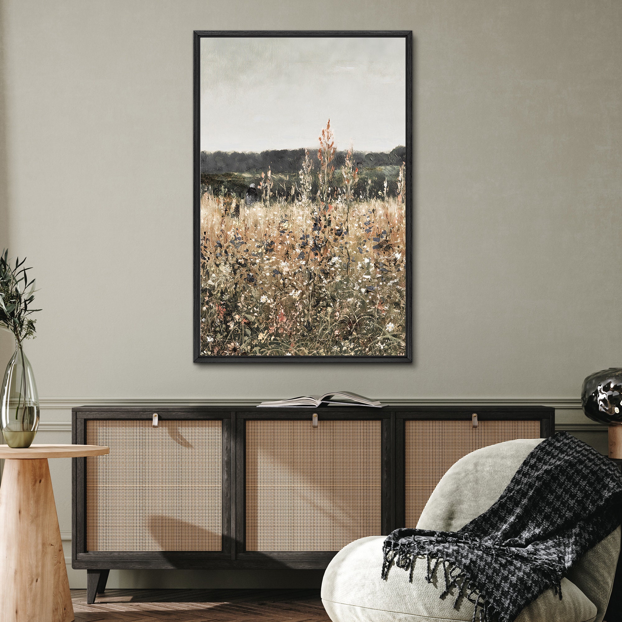 Wildflower Field Canvas Print: Rustic Country Landscape Wall Art - Etsy