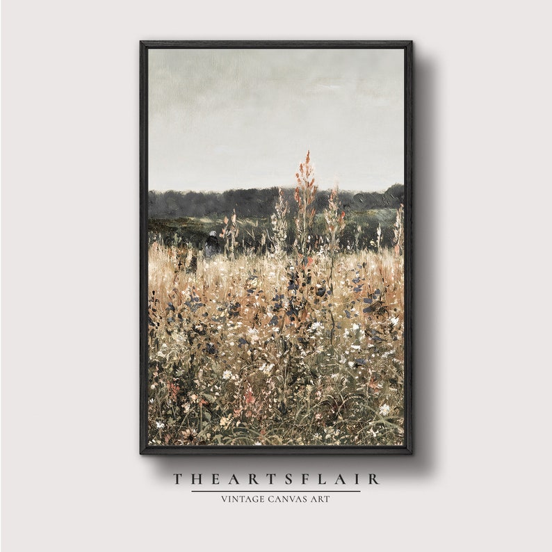 Wildflower Field Canvas Print: Rustic Country Landscape Wall Art - Etsy