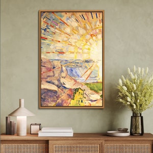 The Sun by Edvard Munch Wall Art Print, Framed Canvas Nature Wall Decor, for Living Room(hanging kit included)