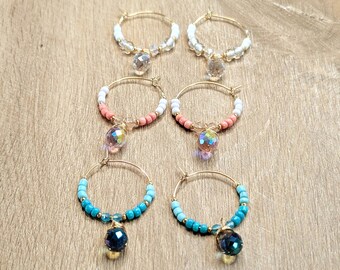 Boucle d'oreilles perles et cristal. Boucles d'oreilles bohèmes
