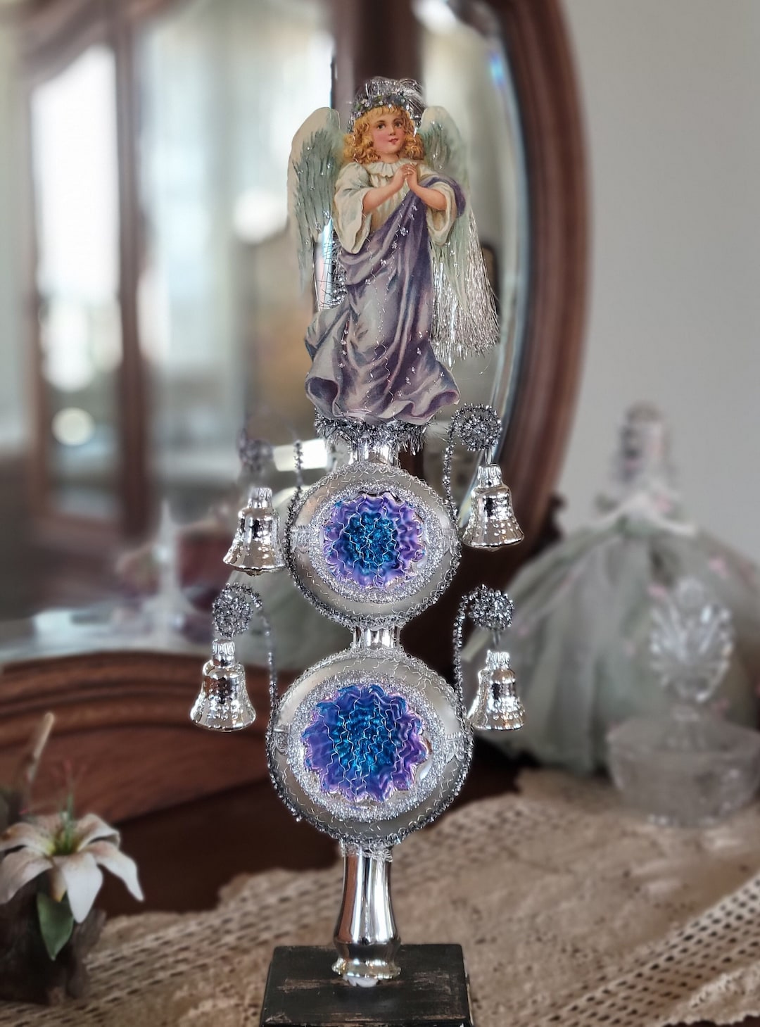 Victorian Silver Angel Tree Topper Etsy