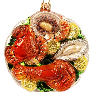 Seafood Plate Blown Glass Christmas Ornament Decoration - Etsy