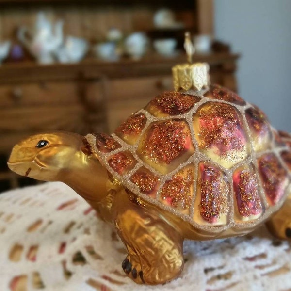 Galapagos Tortoise Blown Glass Christmas Ornament Decoration