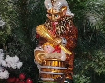 Krampus punisher of bad children Blown Glass Christmas Ornament Decoration
