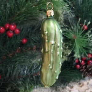 Cucumber Pickle - Legend of the Christmas Pickle Blown Glass Christmas Ornament Decoration