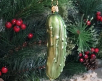 Cucumber Pickle - Legend of the Christmas Pickle Blown Glass Christmas Ornament Decoration