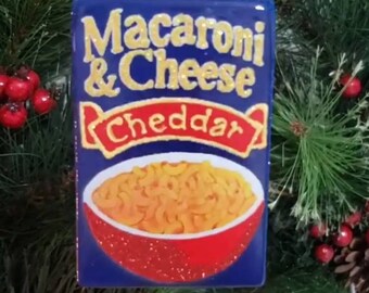 Macaroni and Cheese Blown Glass Christmas Ornament Decoration