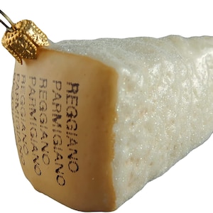 Parmigiano Cheese Wedge Food Blown Glass Christmas Ornament Decoration