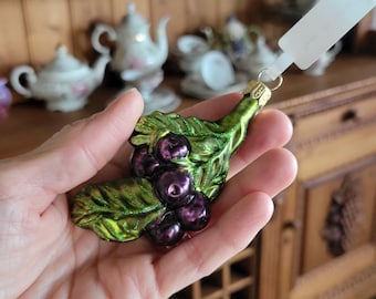 Blueberry Bunch Blown Glass Christmas Ornament Decoration