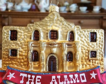 Alamo San Antonio Texas Blown Glass Christmas Ornament Decoration