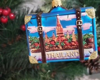 Thailand Suitcase Blown Glass Christmas Ornament Decoration