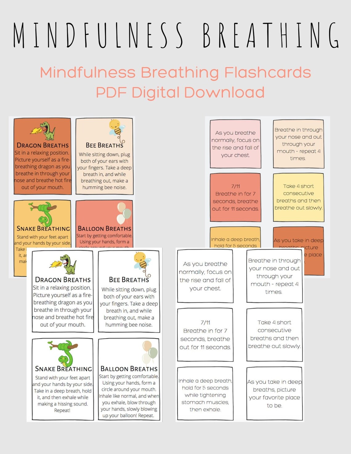 Mindfulness Breathing Cards Breathing Techniques Classroom Flashcards ...