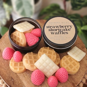 Erdbeer Shortcake Waffel Wachs Melts | Speisewachs schmilzt | Waffelwachs schmilzt | Kuchenwachs schmilzt | Foodie Geschenk | Bäckerei Duft | Bäcker Geschenk |