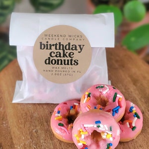 Mini Birthday Cake Donuts Wax Melts | Food Wax Melts | Donut Wax Melts | Birthday Wax Melts | Foodie Gift | Bakery Scent | Birthday Gift