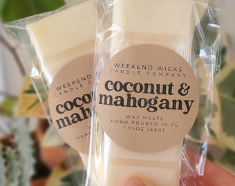 Coconut Mahogany Wax Melt | Calming Scent | Earthy Wax Melt | Gift for her | Housewarming Gift | Masculine Scent | Gift for him | Coconut
