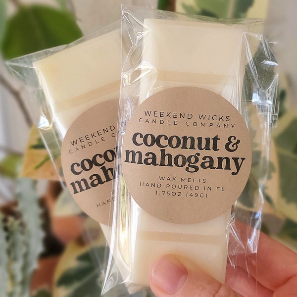 Coconut Mahogany Wax Melt | Calming Scent | Earthy Wax Melt | Gift for her | Housewarming Gift | Masculine Scent | Valentines Gift |