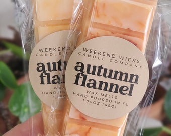 Autumn Flannel Wax Melt: Smoky Vanilla, Almond, Caramel Scent