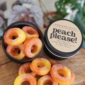 Peach Candy Soy Wax Melts: Foodie Gift, 2oz Tin