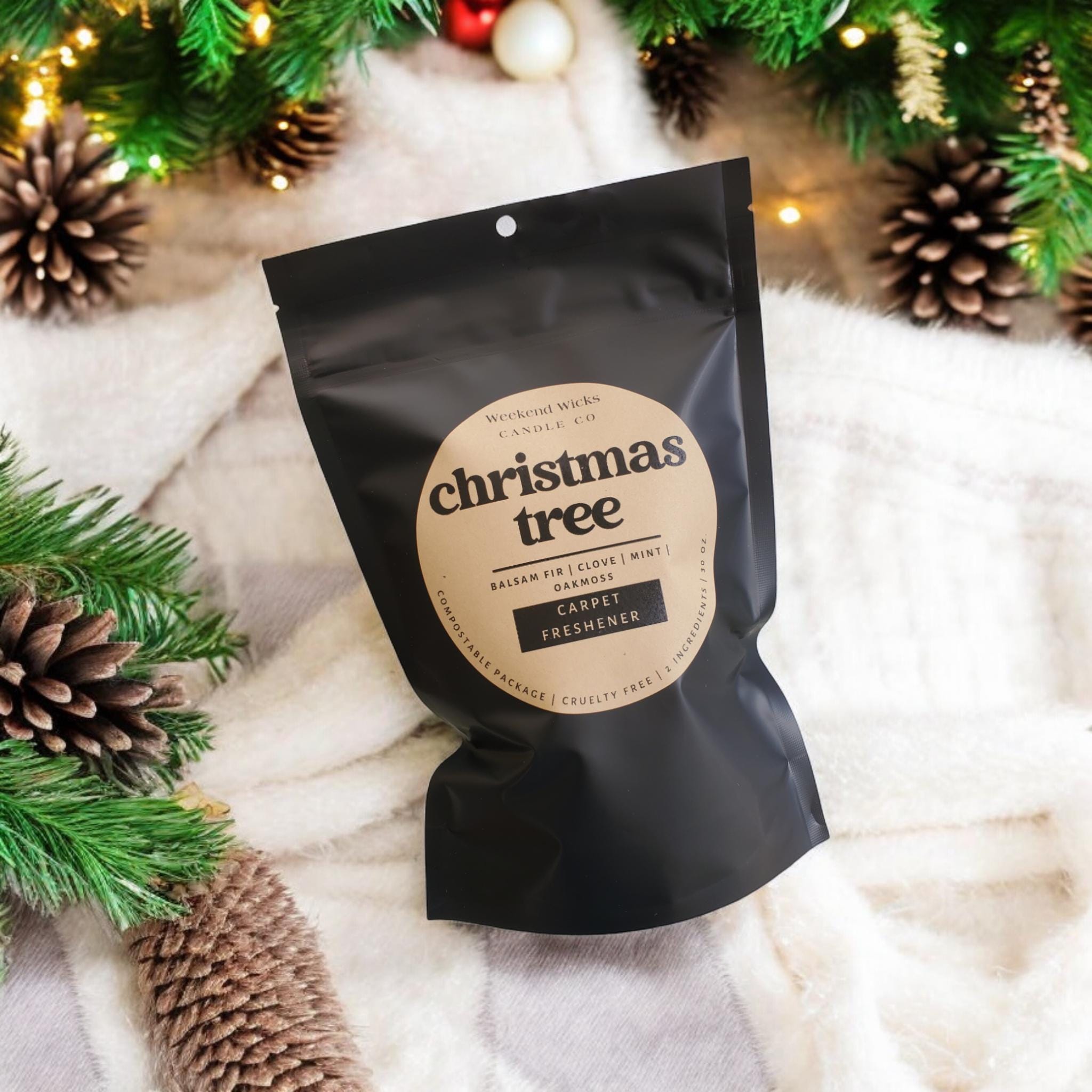 Christmas Tree Carpet Freshener | Home Scents | Natural Cleaning Supplies | Environmentally Friendly | Compostable Packaging | Small gift