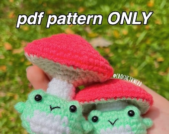 PDF PATTERN ONLY - crochet poppable mushroom frog
