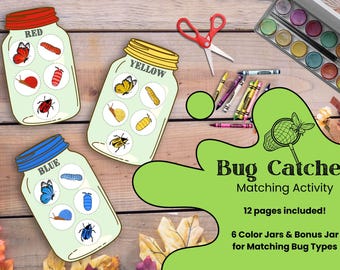 Bug Catcher Przedszkole Przedszkole Aktywność Wydrukuj i Wklej Cyfrowy Plik PDF