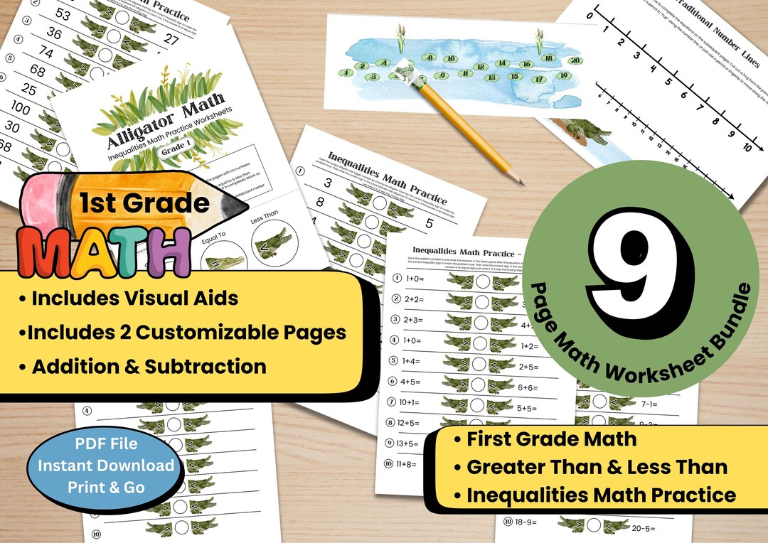 Alligator Math Worksheets | Instant Download | Math Worksheets ...