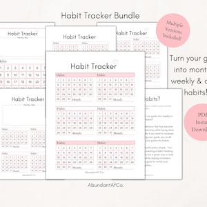 Habit Tracker Bullet Journal | Daily Habit Tracker Printable | Routine Tracking Habits | Goal Planner | Monthly Tracker | Habit Log