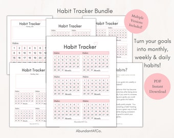 Habit Tracker Bullet Journal | Daily Habit Tracker Printable | Routine Tracking Habits | Goal Planner | Monthly Tracker | Habit Log