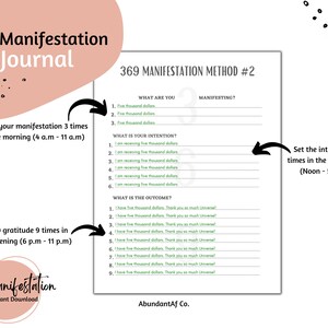 369 Manifestation Journal | 369 Manifestation Method | Law of ...