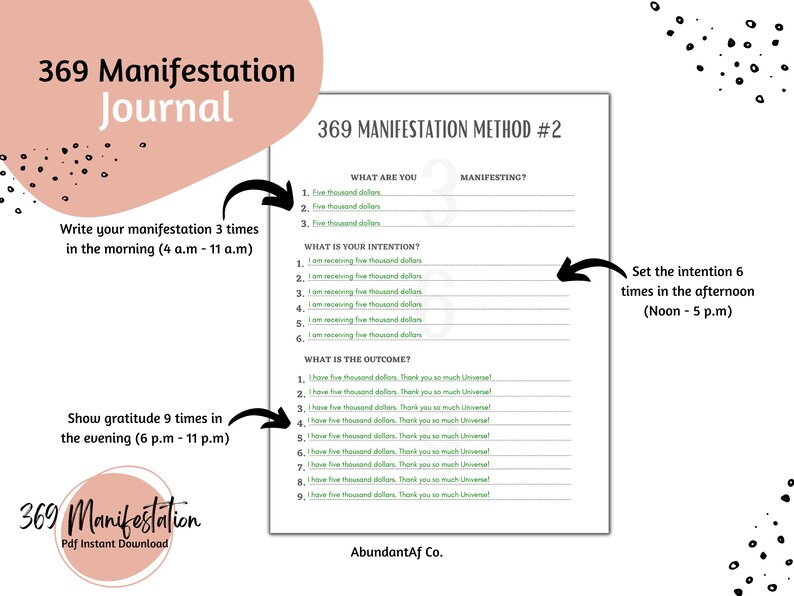 369 Manifestation Journal | 369 Manifestation Method | Law of ...