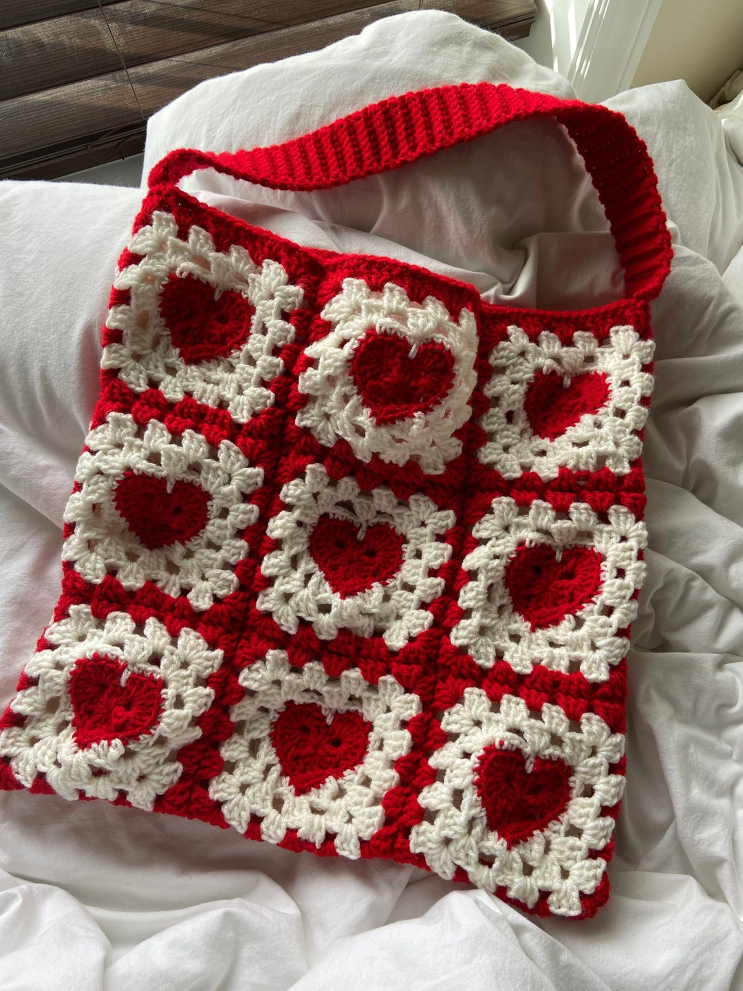 Heart-shaped Granny Square Tote Bag - Etsy