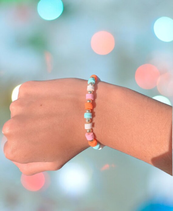 Customizable Clay Bead Bracelet With Pearls Etsy