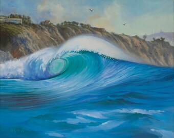 Black's and Blue, impresión digital, Blacks Beach, arte del surf de San Diego