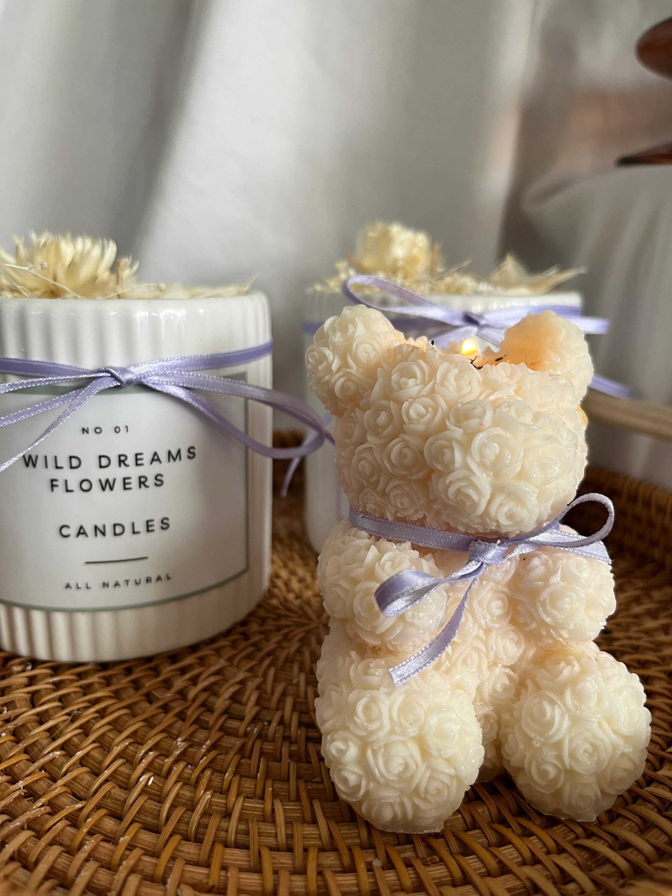 Teddy Bear Candle Bear Rose Candle Bridal Shower Wedding Gift Teddy Bear  Gifts Various Colours and Scents Luxury Candle 