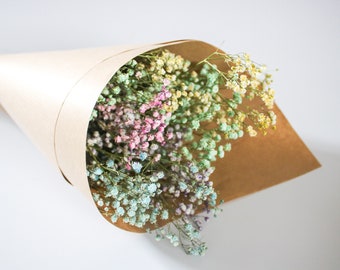 Dried Rainbow Gypsophila, Dried Flower Bunch, Dried Baby'S Breath, Small Dried Flowers,Boho Wedding Real Dried Flowers Flower Wreath