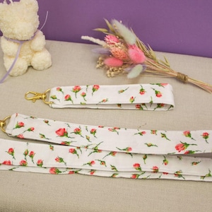 Floral Bud Lanyard & Wristlet Set – Cute Keychain Holder, Teacher Gift, ID Badge Lanyard, Handmade Fabric Key Fob