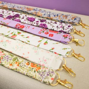 Handmade Fabric Lanyard Wristlet: Boho Key Fob with Gold Clasp