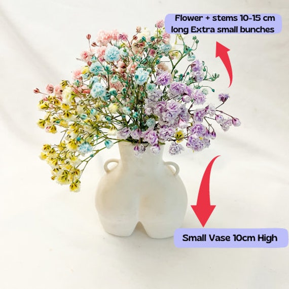 12 Artificial Baby's Breath Flower Arrangement w/Glass Vase -Green