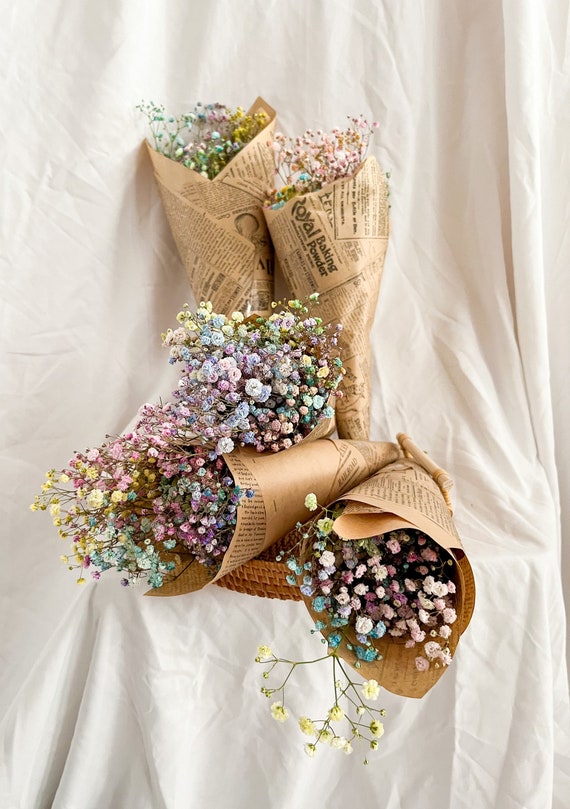 Natural Dry Flowers Bouquet Handmade Dried Flower Bouquet, Gift Box Packaging, Birthday Valentine's Day Gifts, Size: 24