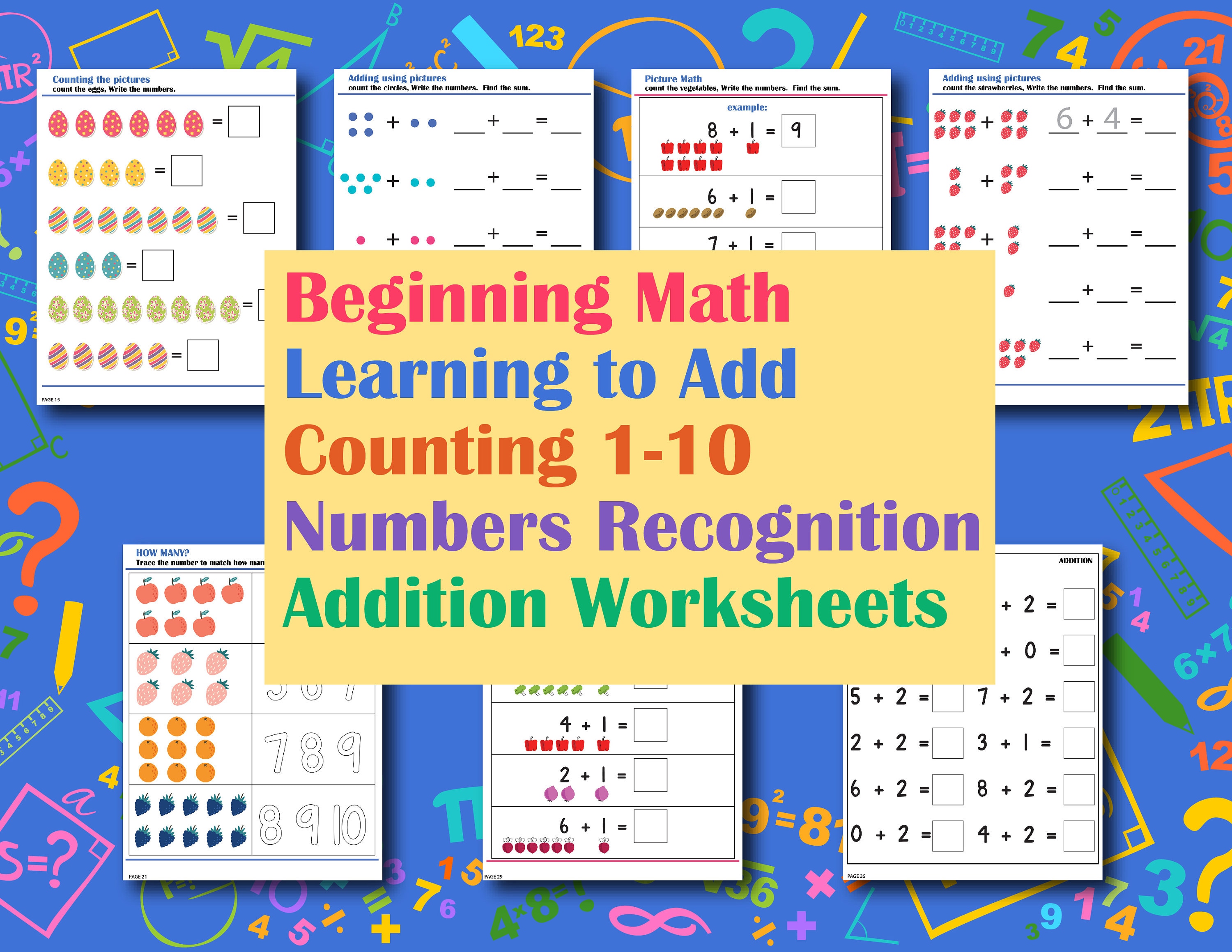 Counting and addition PDF for preschool.