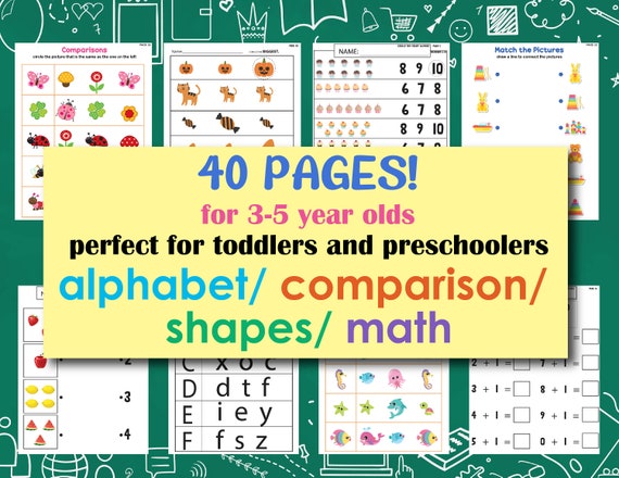 Learn Number Letters Shapes Animal & Sight Words Workbook with 8