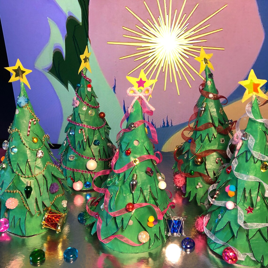 Whoville Christmas Tree, Grinch Christmas Tree, Paper Mache, Retro Christmas Decoration Etsy