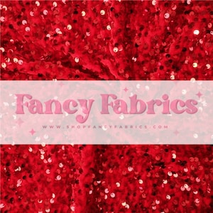 Ready To Ship | Red | Stretch Sequin Velvet | Bow Making | Bummie Making | Apparel | Stretch Velvet | Sequins | Fabric