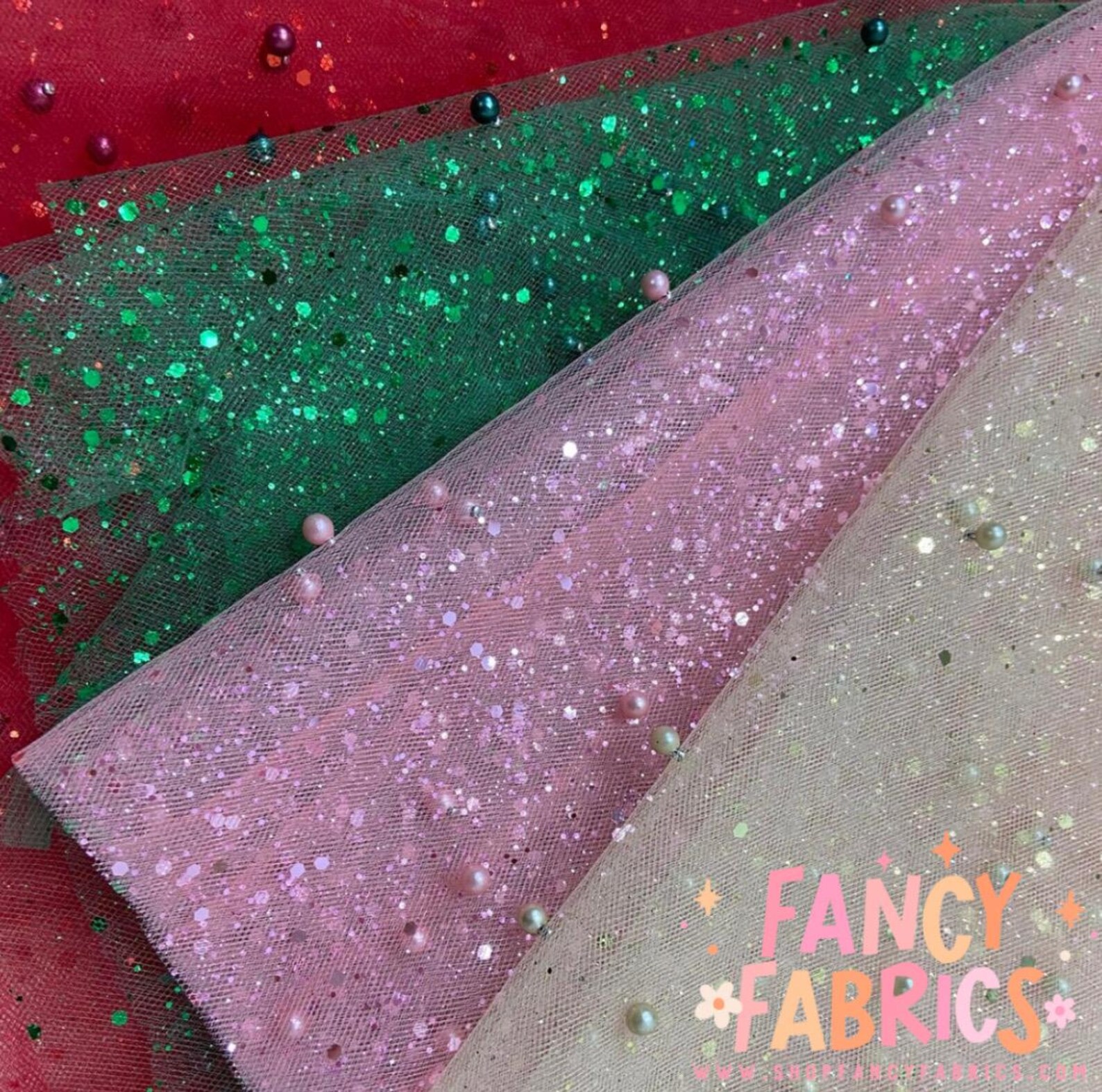 Ready to Ship Pearl Foil Mesh Mesh Polyester Stretch Mesh Fast Shipping