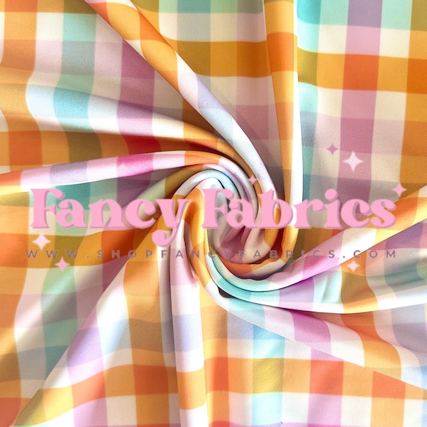 Summer Plaid | Swim Fabric | Ready To Ship | Fast Shipping | USA | DIY | Swimwear | Waterproof Bows